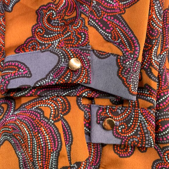 The Limited Paisley Printed Long Sleeve Dress Size Large NWT Copper Lined Orange - Picture 9 of 16